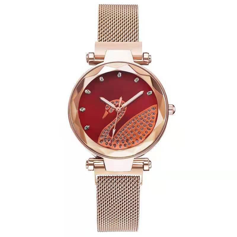 Neue kleine Schwanenmode Trend Quarz Net Red Damen Magnetit Uhr_voghion.com