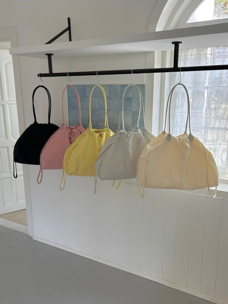 Borsa a tracolla da donna in tessuto lavato coreano, di grande capacità, con tasca con coulisse, nuova moda primavera estate 2025, versatile_voghion.com