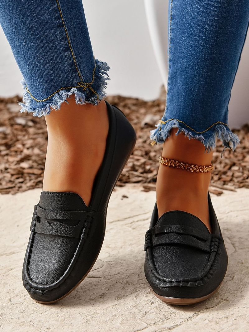 Flache Bohnenschuhe für Damen, weiche Sohle, rutschfeste kleine weiße Schuhe, flacher Mund, bequem, große Größe, Damen, lässige Einzelschuhe_voghion.com