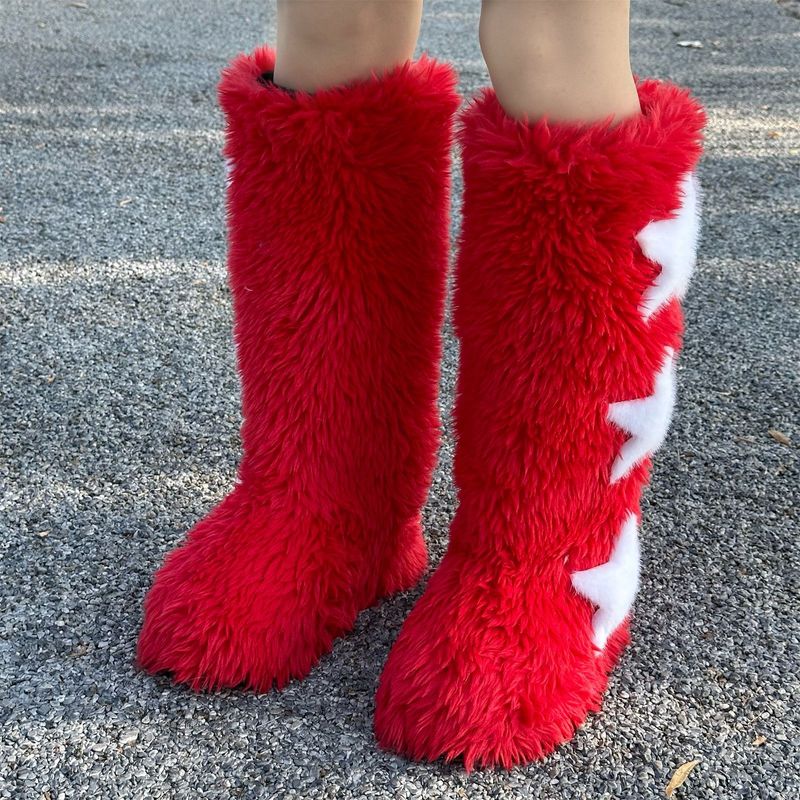 Scarpe da donna y2k stivali di pelliccia di procione stivali da neve invernali da donna stivali alti_voghion.com