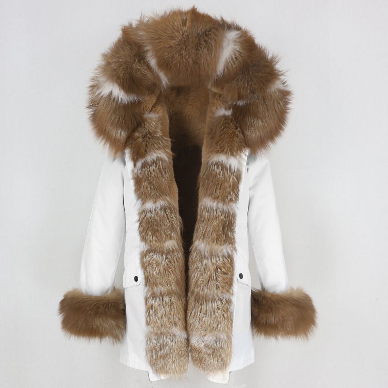 Women's Clothing hot sale winter parka for women with detachable fox fur collar lining fashionable warm ladies mid length coat_voghion.com