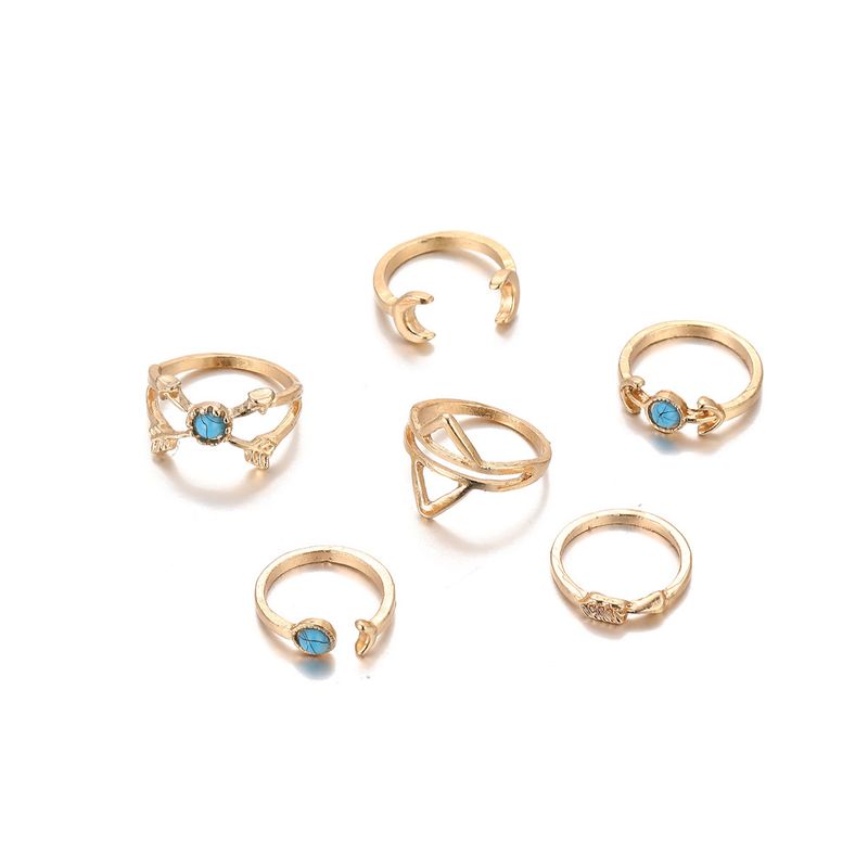 Türkis Mond Pfeil Dreieck Hohl Offen 6-teiliges Set Neue Ring_voghion.com