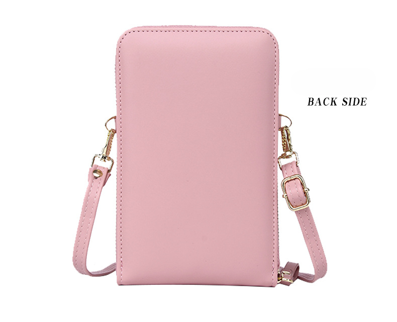 Korean version fashion multi-card vertical mobile phone bag mobile phone storage pu mobile phone bag female crossbody zipper double layer female_voghion.com