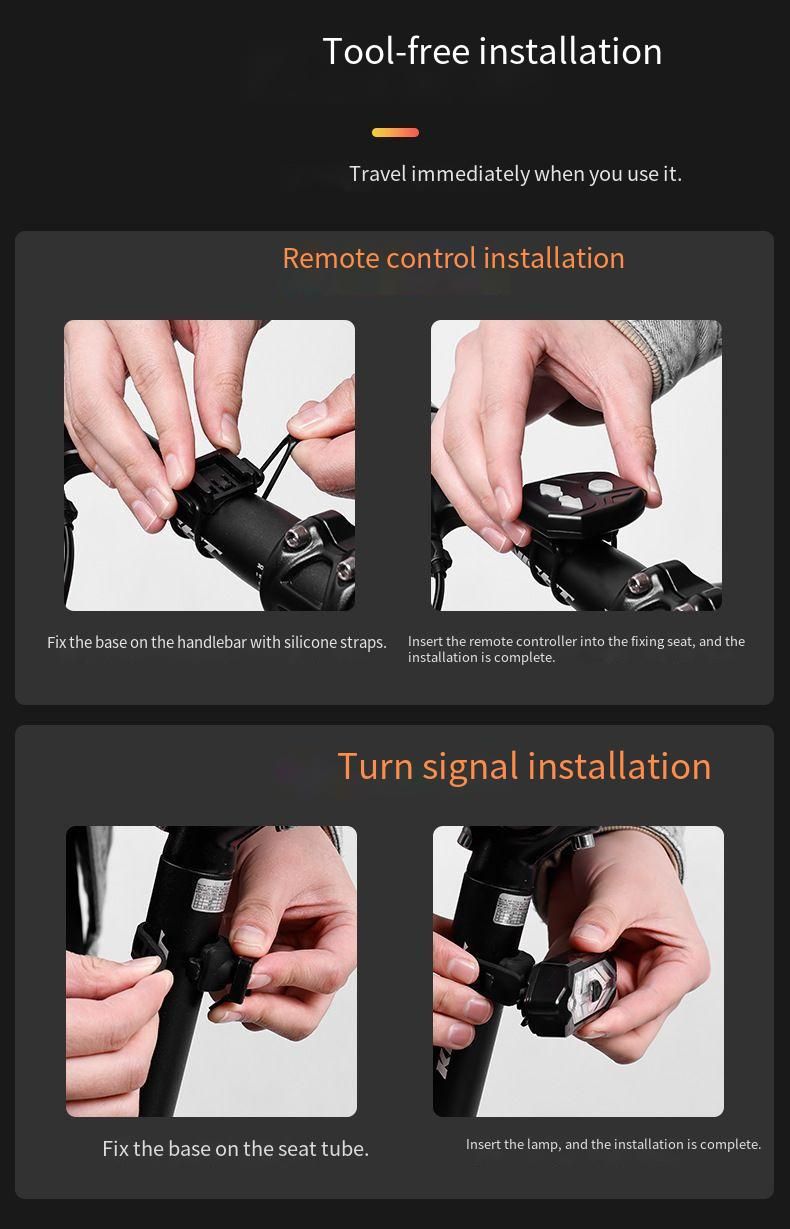 Fahrradheck Kabellose USB-Fernbedienung Blinker Mountainbike LED-Warnlicht Wiederaufladbare Reitausrüstung_voghion.com