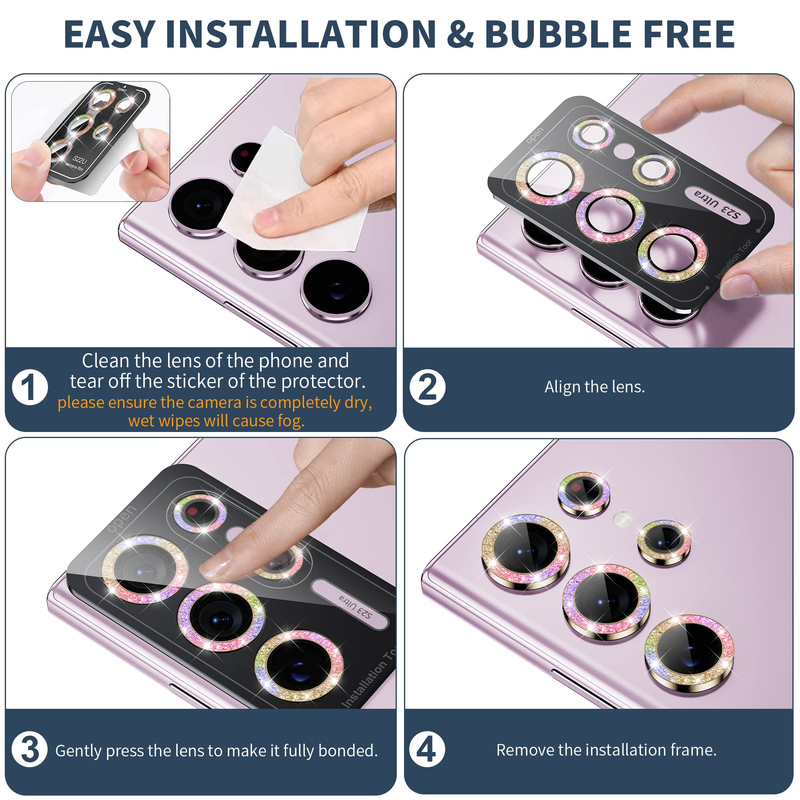1 Stück Kameraobjektivschutzglas für Samsung Galaxy S23 Ultra Plus S23 Full Cover Lens Metallschutzring für Kamerafilm_voghion.com