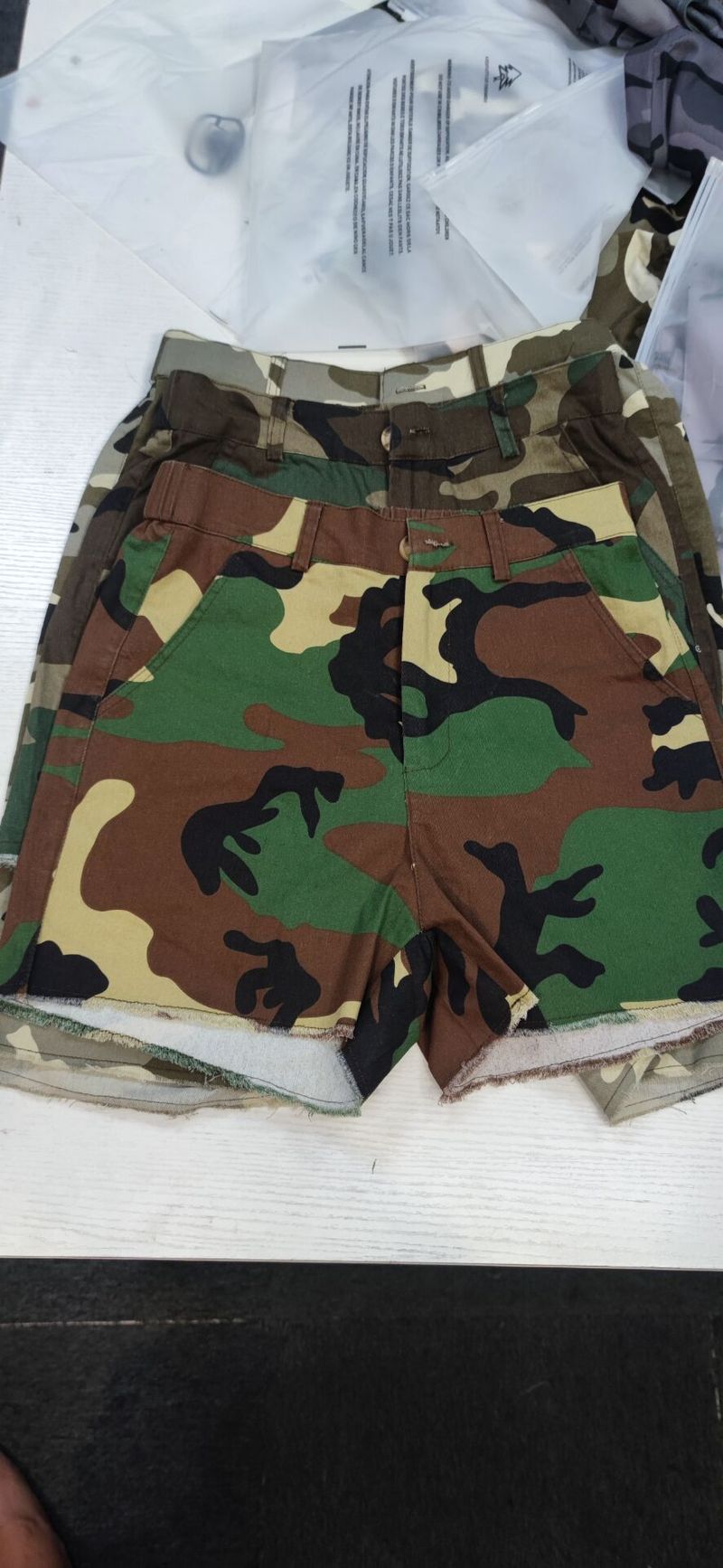 Women's Clothing Washed Camouflage Print Patch Pocket Stitching Workwear Shorts_voghion.com