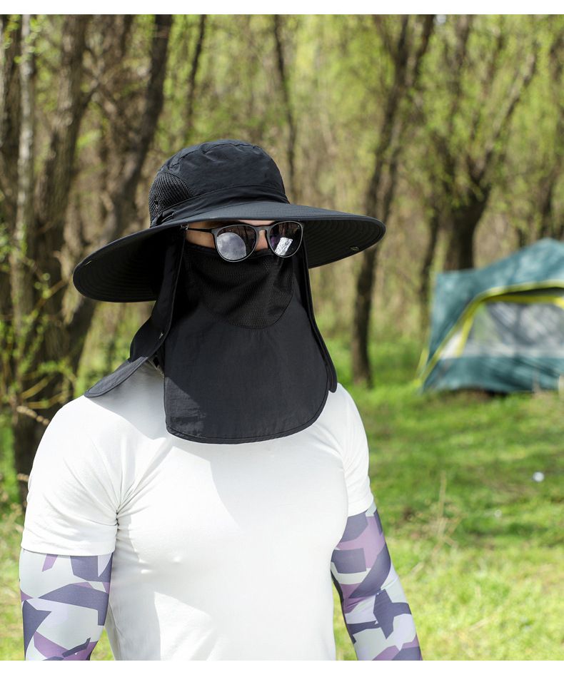 Men's Camo Sun Hat With Face Mask & Neck Cover - UPF 50+ UV Protection For Hiking & Fishing (Summer Outdoor Essential)_voghion.com