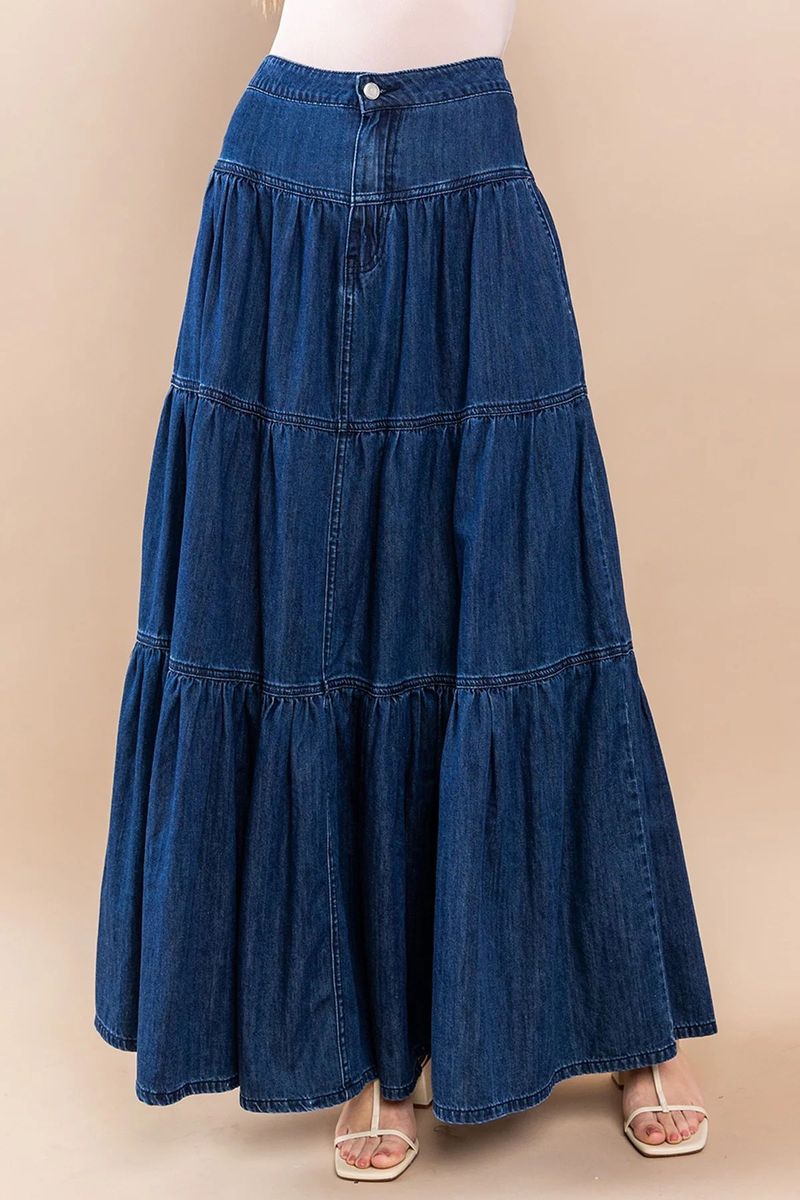 Vintage Low-Rise Denim Skirt For Women - Distressed High Waist Streetwear Mini Skirt With Ruffled Hem, Summer Casual Aesthetic, Blue Washed_voghion.com