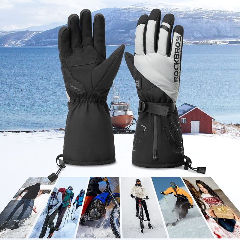 ROCKBROS Winter Beheizte Handschuhe Elektrisch Warm Touchscreen Motorrad Fahrrad_voghion.com