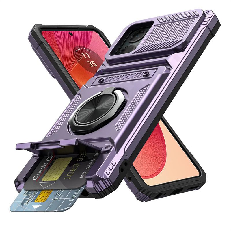 Hülle Fusion Pro mit magnetischem Kartenhalter und gedrehtem Ringständer für Motorola Edge 50 Ultra Cover_voghion.com