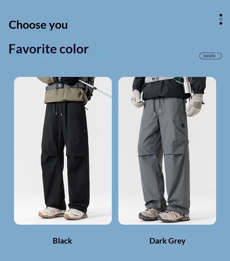 001 Warme, fleecegefütterte Cargohose für Herren, hochwertige Hose mit geradem Bein, lässige Winterhose für Outdoor-Sportarten und Wandern_voghion.com