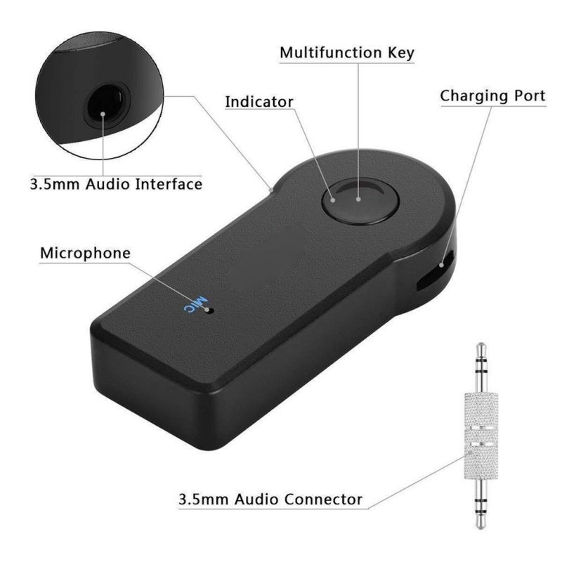 Novo receptor AUX para carro mais vendido emparelhado com adaptador de áudio sem fio de 3,5 mm, conversor Bluetooth para carro_voghion.com