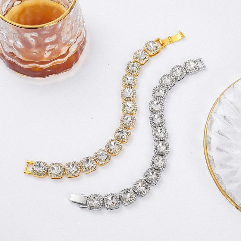 Heren vierkante veelzijdige mode Cubaanse ketting hiphop vierkante strass edelsteen ketting mannen en vrouwen sieraden_voghion.com