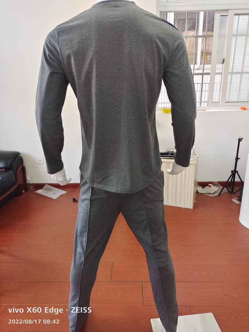 Set di abbigliamento da uomo per il tempo libero, stile primaverile e autunnale, girocollo ampio, maglietta a maniche lunghe, pantaloni lunghi, set a due pezzi, abbigliamento sportivo casual da uomo_voghion.com