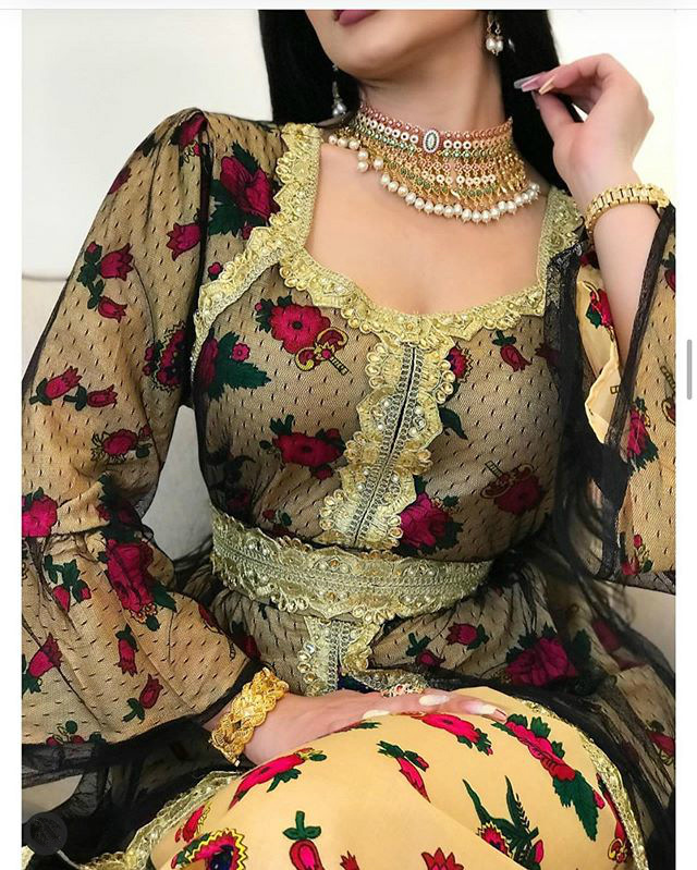 Damkläder tryck broderi spets mesh klänning dubai muslimska muslimska kvinnor_voghion.com