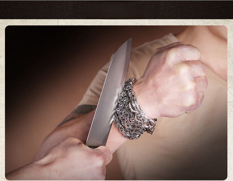 Outdoor Weapon Dragon Bone Titanium Stainless Steel Chain Whip Belt Supplies Bracelet Men's Self-Defense_voghion.com