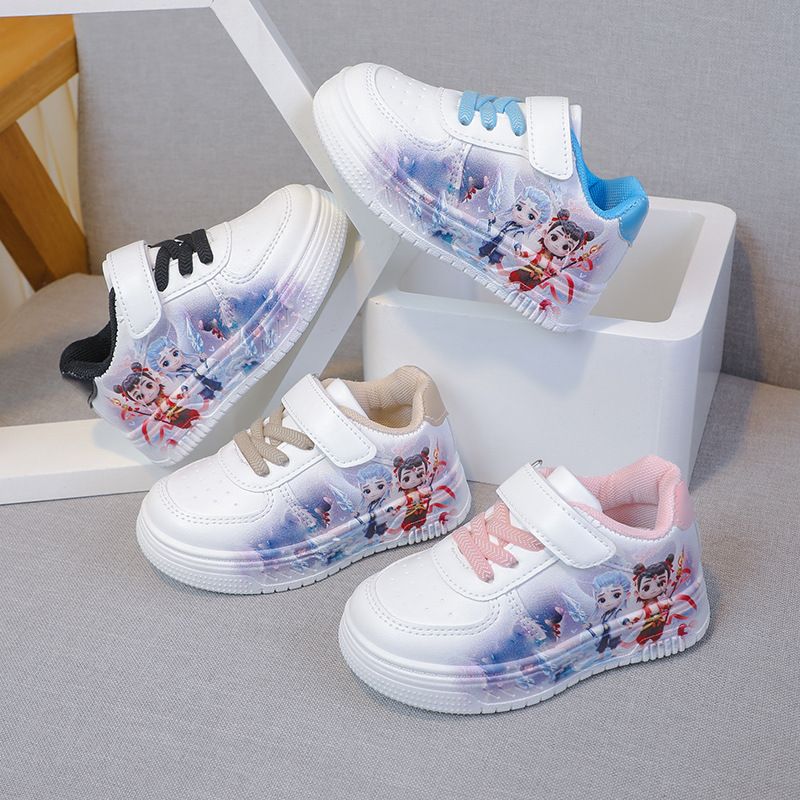 Girls' Board New Boys' Cartoon Sports 2025 Spring Autumn Children's White Shoes, Fashionable Casual Shoes For Middle And_voghion.com