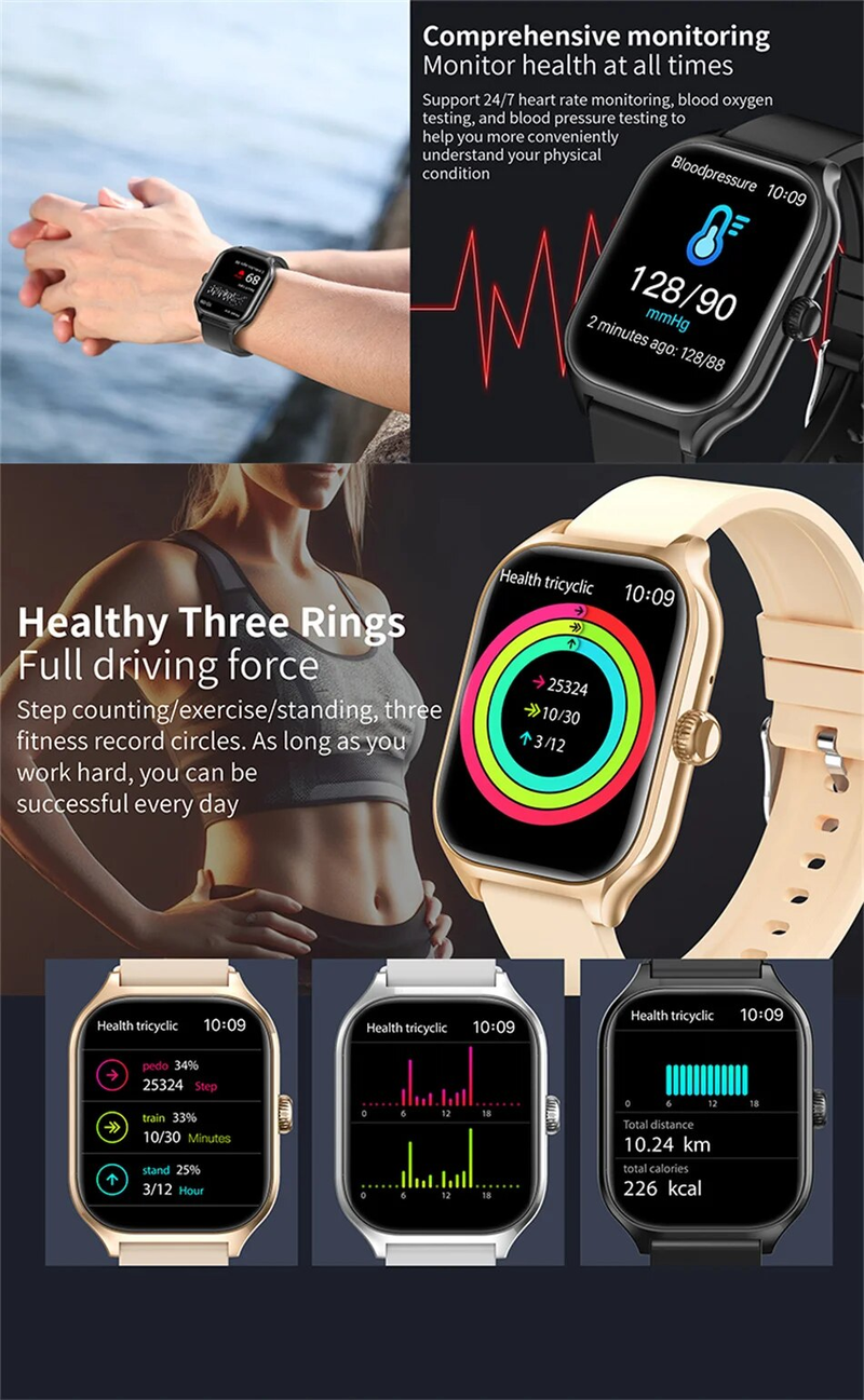 2023 EKG + PPG Smart Uhr Männer Frauen Herzfrequenz Sauerstoff Sport Fiess Tracker 2,01 zoll Bluetooth Anruf Blut Zucker smartwatch_voghion.com