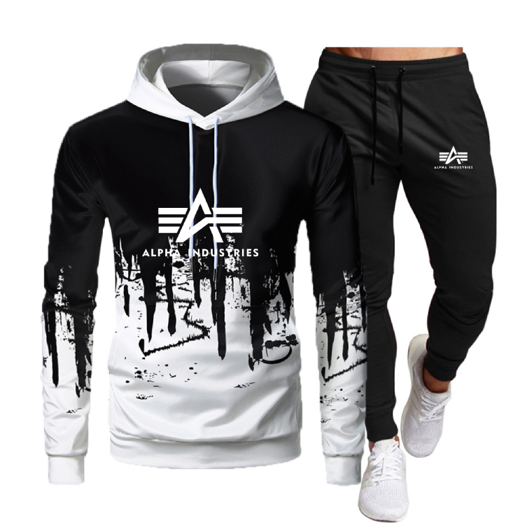 Neues Herbst- und Winter-Freizeit-Pullover mit Kapuze für Herren, zweiteiliges modisches Sport-Set_voghion.com