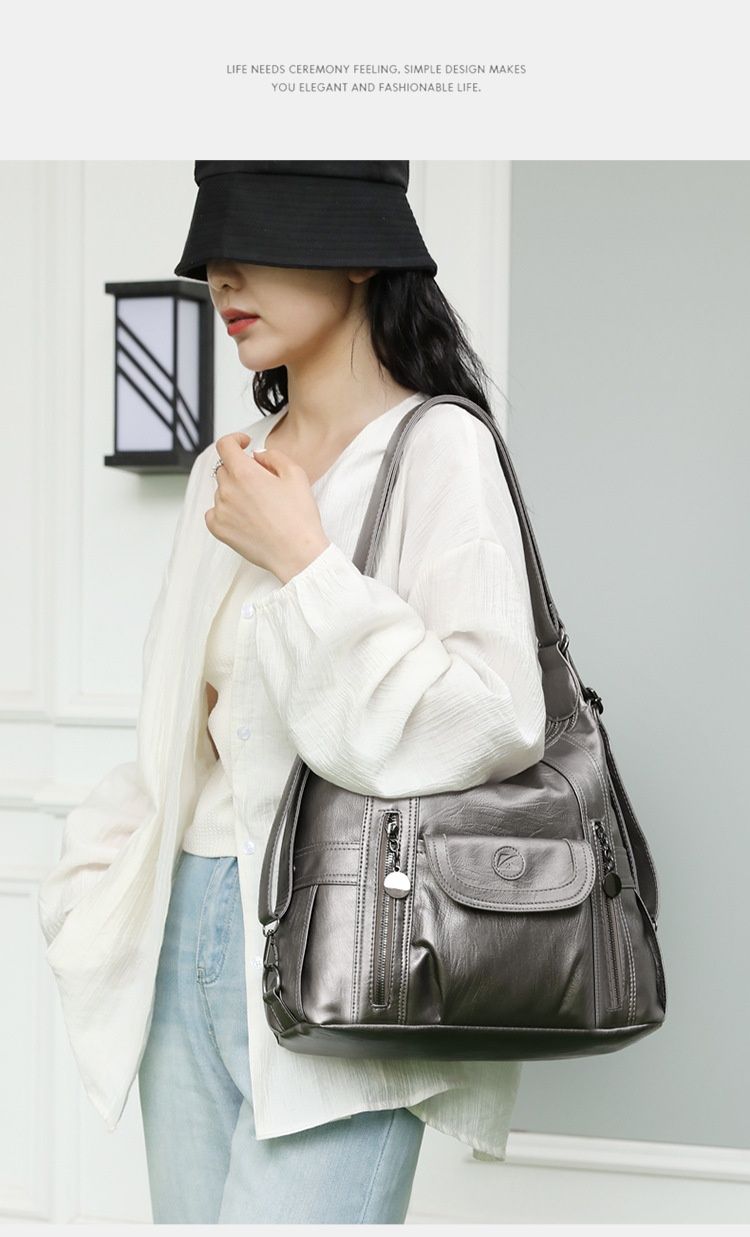 New Shoulder Bag Women's Bag Trendy And Versatile Simple And Fashionable Korean Version Large Capacity Handbag Backpack_voghion.com