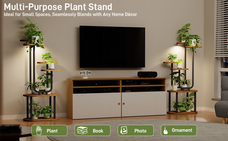 Indoor Support 6-Tier Metal Living Room Multiple Stands Corner Flower Double U-Shaped Plant Stand_voghion.com