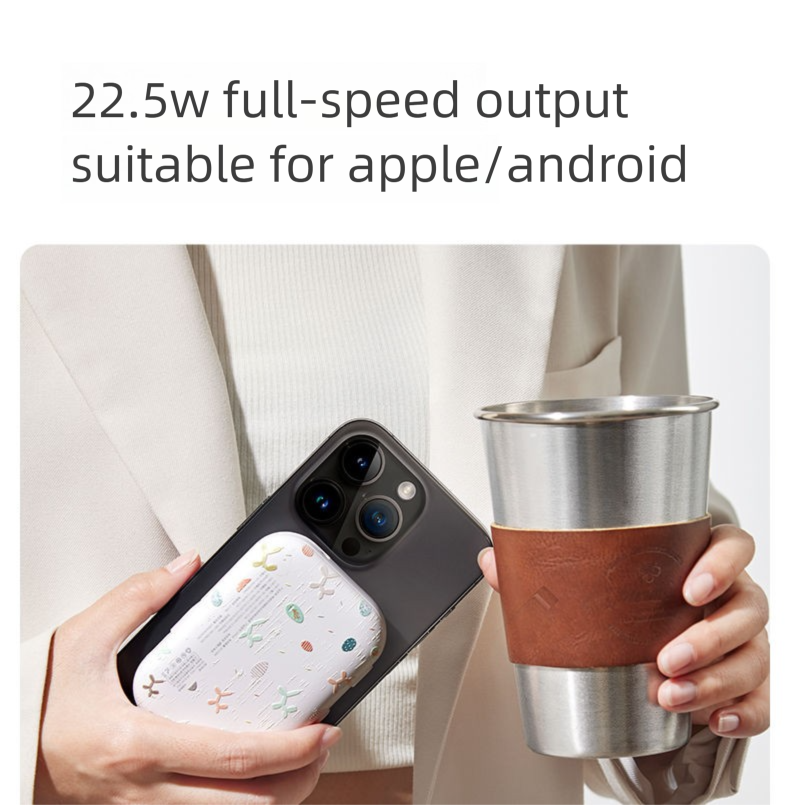 Wuxin Magnetic Wireless Power Bank Fast Charging Mini Compatible For Iphone 16/15 With Built-in Cable Portable_voghion.com