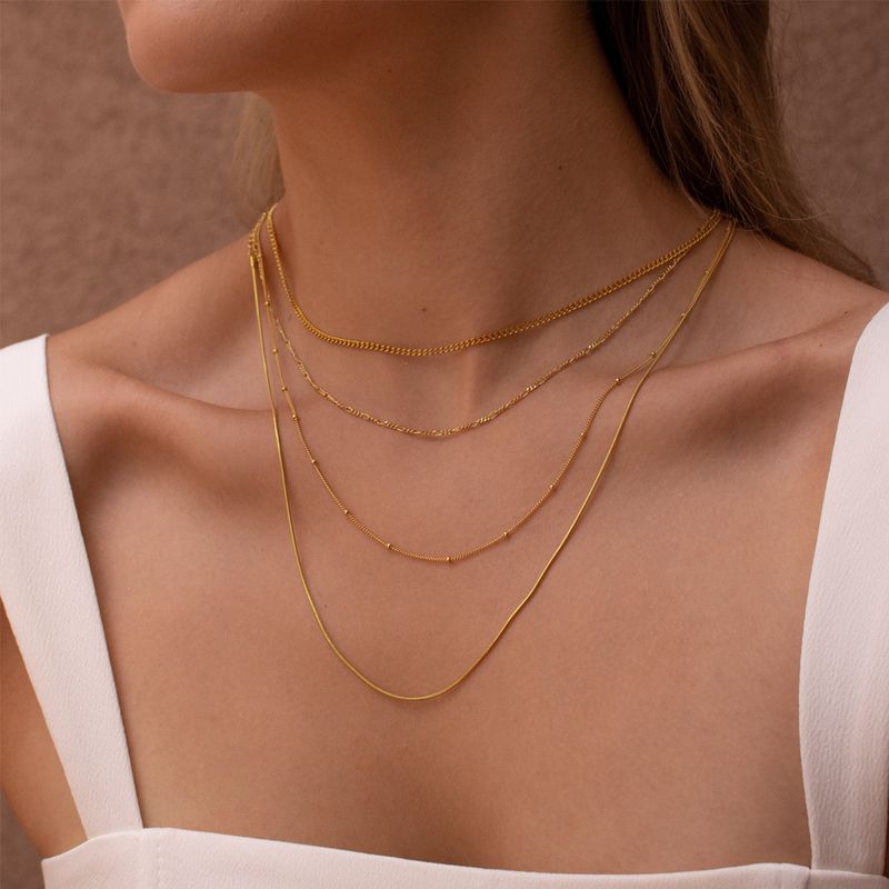 Collar minimalista de múltiples capas de acero inoxidable chapado en oro con estilo INS, gargantilla de clavícula con nicho_voghion.com