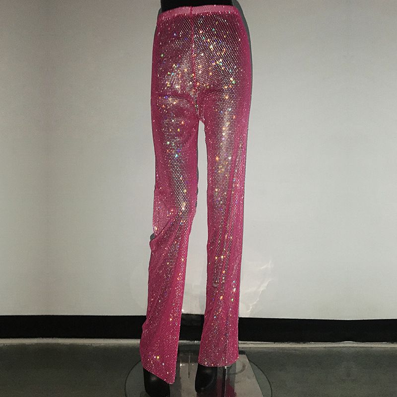 Maglietta da pesca con strass, a maniche lunghe, girocollo, leggera e di lusso, da donna, con look scintillante, alla moda e di tendenza._voghion.com
