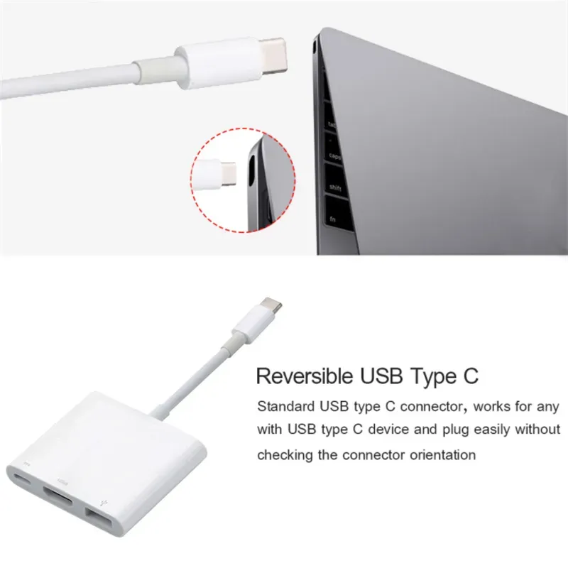 Typ-C-Computeradapter, USB 3.1-HUB, USB-C A, USB 3.0 Typ-C-Ladegerät-Adapter für Damen, für neues MacBook-Zubehör, Dell XPS 13_voghion.com