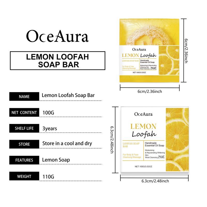 OceAura Lemon Luffa Bath Soap Lemon Soap Body Mild Cleansing Oil Control Refreshing Cleansing Bath Soap_voghion.com