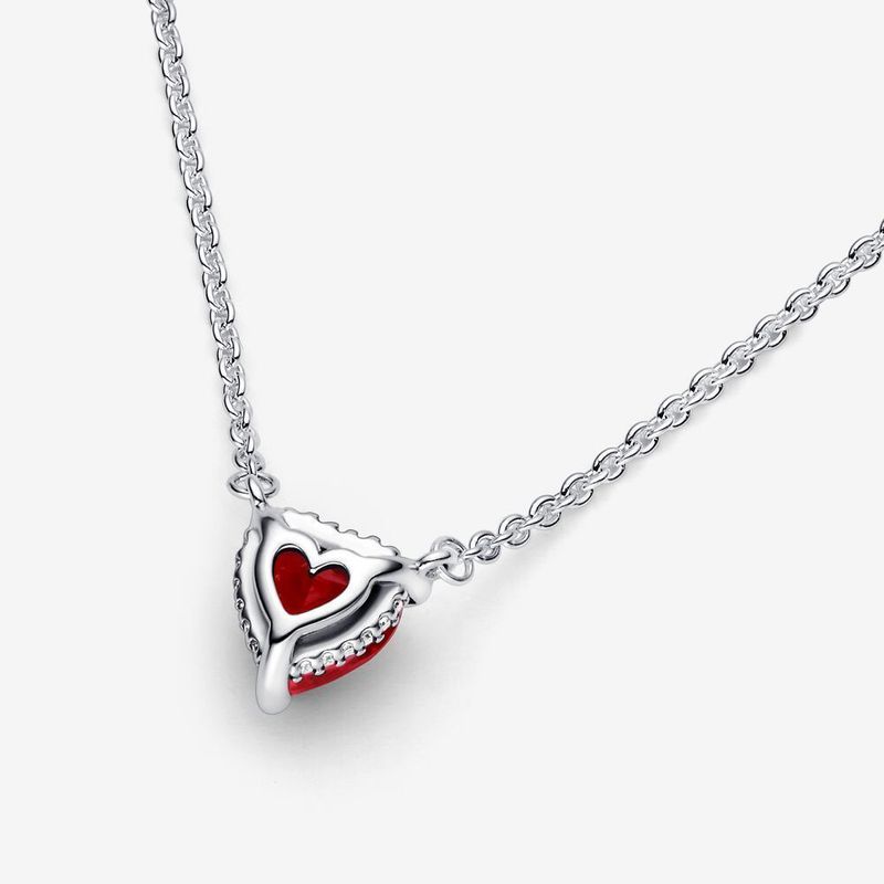 Collier plaqué argent, boucles d'oreilles en forme de cœur, bague en diamant, pendentif clavicule en forme de cœur rouge, bijoux de cou, cadeau léger_voghion.com