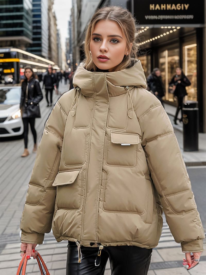 girl Girl 2025 Hooded Down Jacket Women's New Short Winter Korean Style Plus Size Thickened Multi-Pocket Cotton Coat Trendy_voghion.com