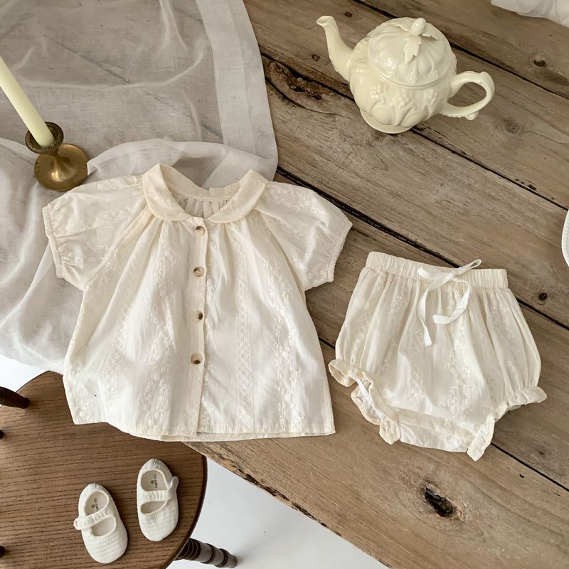 Shorts meisjes zomer 2024 nieuwe baby Koreaanse editie Sweetheart Creeper-set met korte mouwen_voghion.com