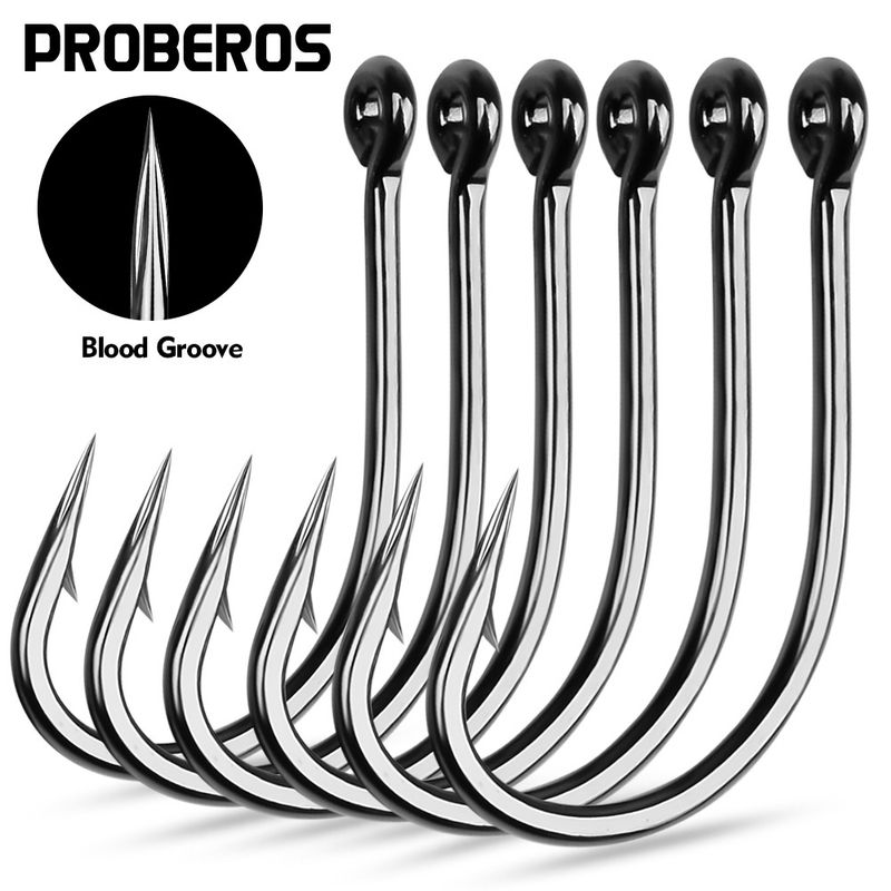 Qianyou Black Tube Fishing With Holes, Barbed Blood Groove Hooks For Big Fish, Rock Sea Fishing, String Hooks, 100_voghion.com