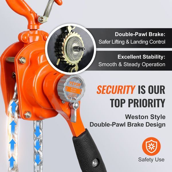 Manual Lever Chain Hoist, 1/2 Ton 1100 Lbs Capacity 10 FT Come Along, G80 Galvanized Carbon Steel With Weston Double-Pawl Brake, Auto Chain Leading_voghion.com