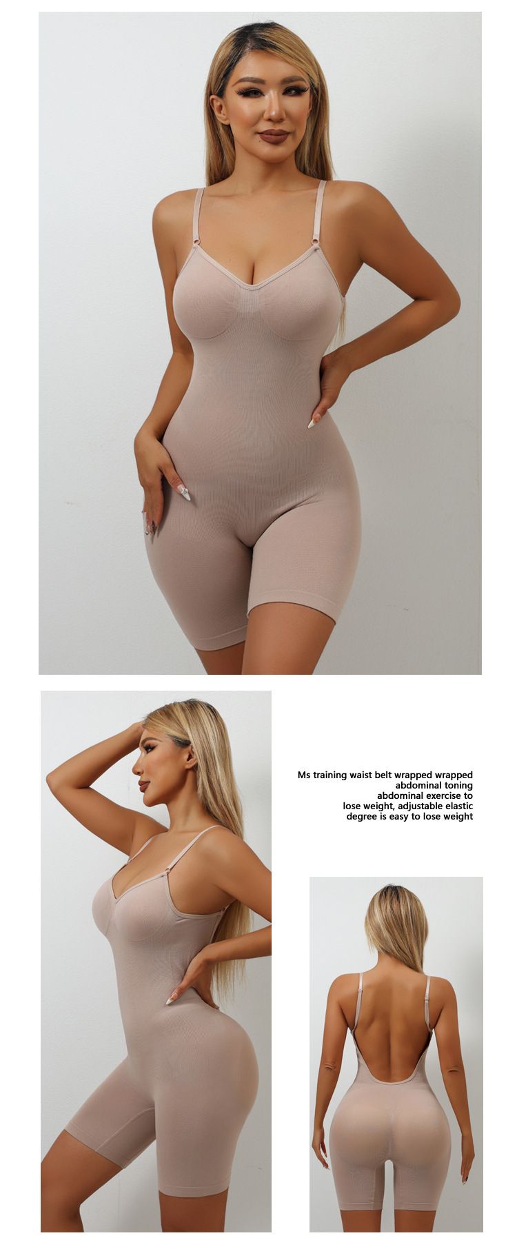 Europäische und amerikanische Shapewear: Sexy rückenfreies Baselayer-Body in Übergrößen mit formender Wirkung und enger Taillenformung_voghion.com