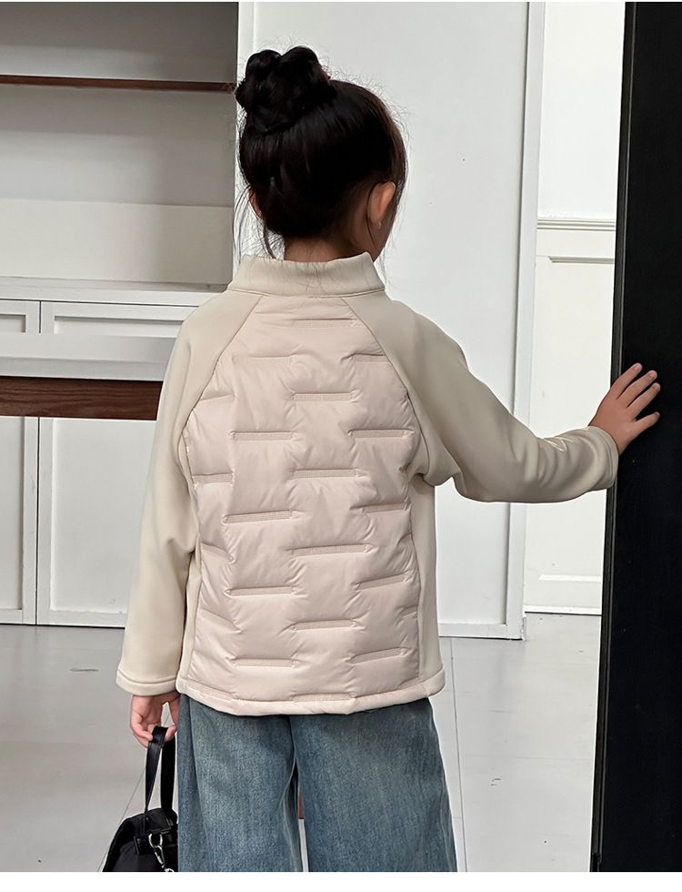 Kids' Sherpa-Lined Puffer Jacket - Winter & Spring Warm Zip-Up Coat With Stand Collar, Lightweight Quilted Outerwear For Boys & Girls (100-170cm)_voghion.com