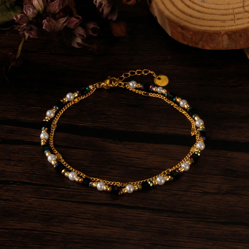 Naturstein-Accessoire/Zwillings-Elegantes Titanstahl-Armband für Damen_voghion.com