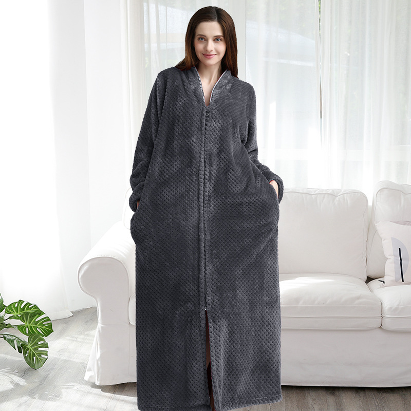 nightgown Couple Large Size Extended Thermal Flannel Nightdress Loungewear_voghion.com