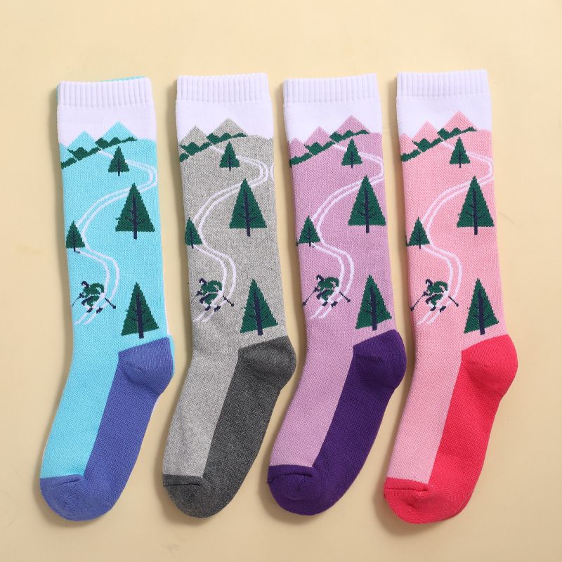 Autumn Winter Children's Ski Thickened Terry Knee Pads Shock Absorption Hiking Trekking Breathable Sports Thermal Socks_voghion.com