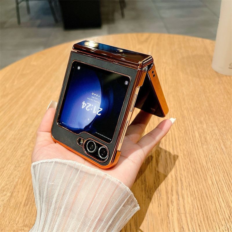 For Samsung Galaxy Z Flip 3 4 5 Vintage Leather Three in One Business Man Phone Case_voghion.com