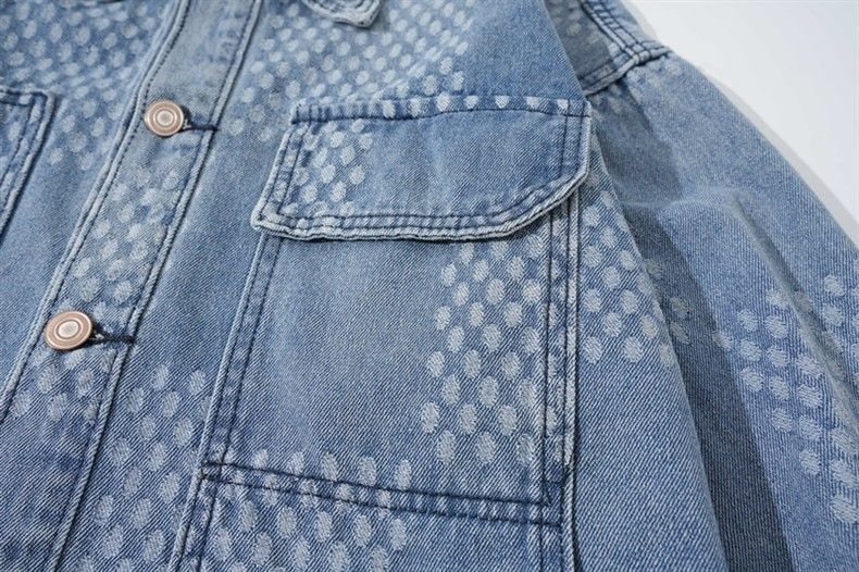 Unisex Jeansjacke – Oversized Streetwear Mantel mit Used-Details (Schwarz/Blau)_voghion.com