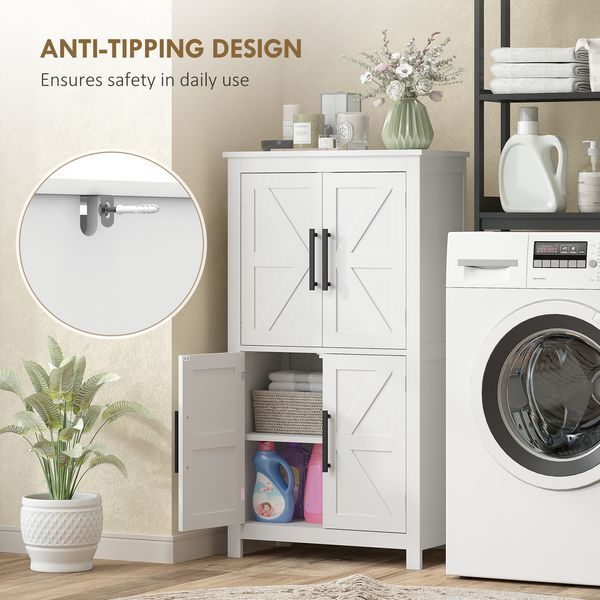HOMCOM 4 Tier Shelf Bathroom Freestanding Cabinet, Farmhouse Bathroom Cabinet, 23.6' X 11.8' X 43.3', White_voghion.com