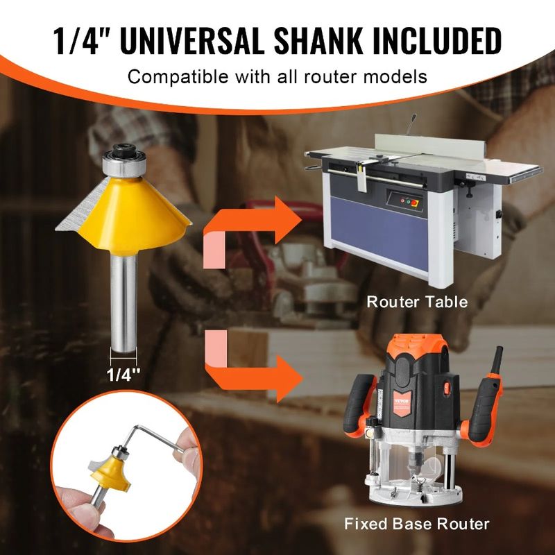 1 Bits Router 4 Bit Set Shank Router Pieces 15 Inch Carbide Carrying Case_voghion.com