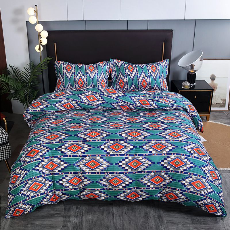 Luxuriöses Bettwäscheset mit Marmormuster im Bohème-Stil, drei- oder vierteilig, gesteppte, dicke Bettdecke aus Baumwolle für Doppelbetten_voghion.com