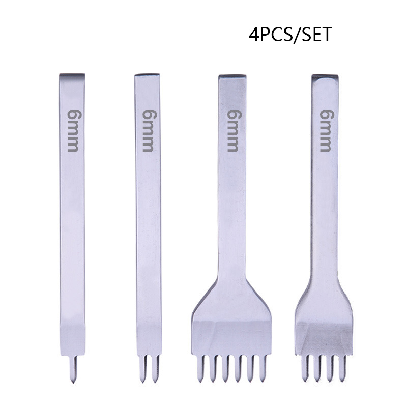 4 stk/sæt 3 4 5 6 mm læderværktøj Hvidt stål Diamanthak Håndlavet læderperforator Punch Tool læder håndsyning diy kunst_voghion.com