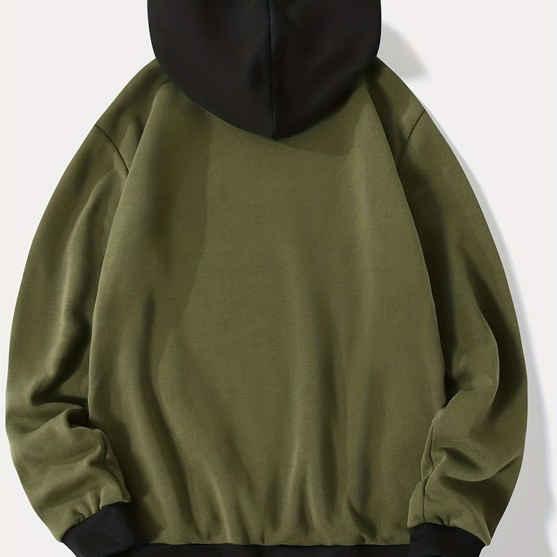 Felpa con cappuccio da uomo sportivo 2024 a maniche lunghe in pile tinta unita in pelle patchwork autunno e inverno_voghion.com