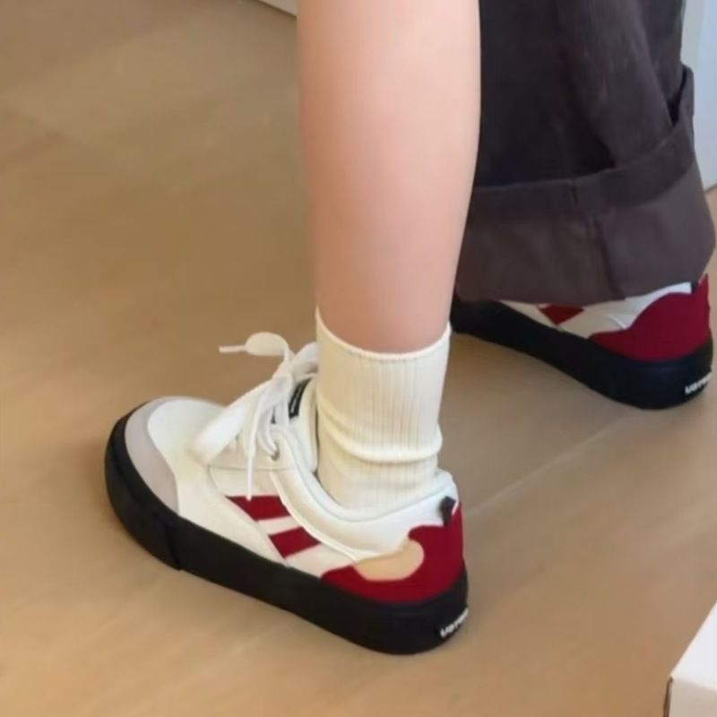 Sneakers da donna comode con suola spessa, adatte a tutte le stagioni, semplici e versatili, con lacci e suola morbida, modello arrotondato, 2025, nuove, casual, per tutti i giorni._voghion.com