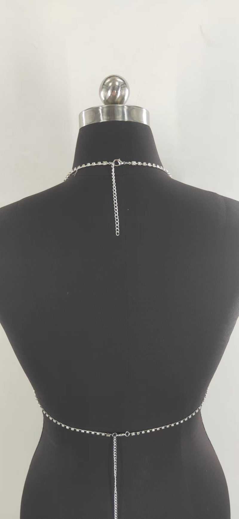 Strass-Inlay, einreihige Bohrkette, Fransenkette, Anhänger, Halsoberteil, kleine Weste, Körperkette_voghion.com