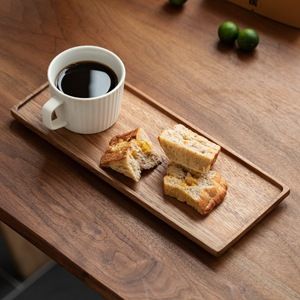 Kleines rechteckiges Serviertablett aus Massivholz – Mehrzweck-Kaffee- und Teetablett für die Inneneinrichtung und Desserts_voghion.com